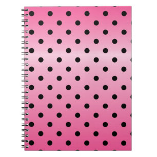 cool black polka dots in shinning pink background notebook
