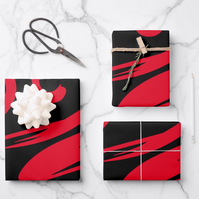 Cool Black & Red Gift Wrapping Paper (Front)