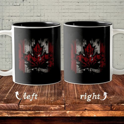 Cool Black Red White Grunge Canada Flag  Two_Tone Coffee Mug