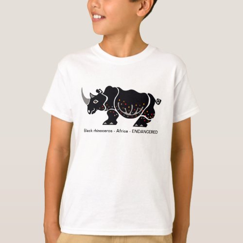 Cool black RHINO_ Endangered animal _ Africa _Boys T_Shirt