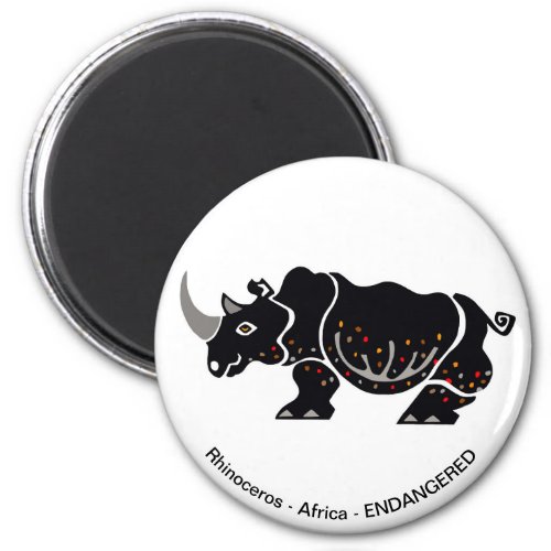 Cool Black RHINOCEROS _ Endangered animal _Africa Magnet