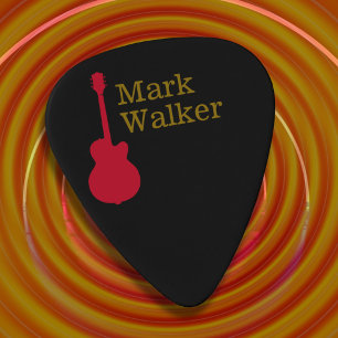 Cool Black RockPick with Guitarist Name Guitar Pick