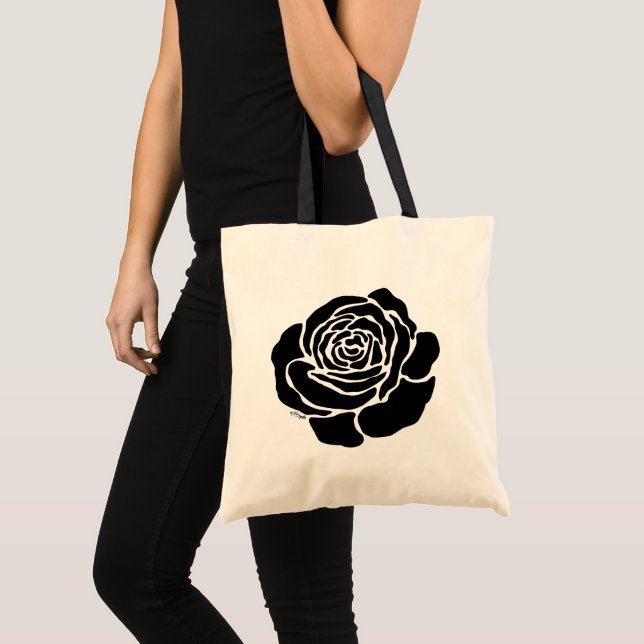 Cool Black Rose Tote Bag (Front (Product))