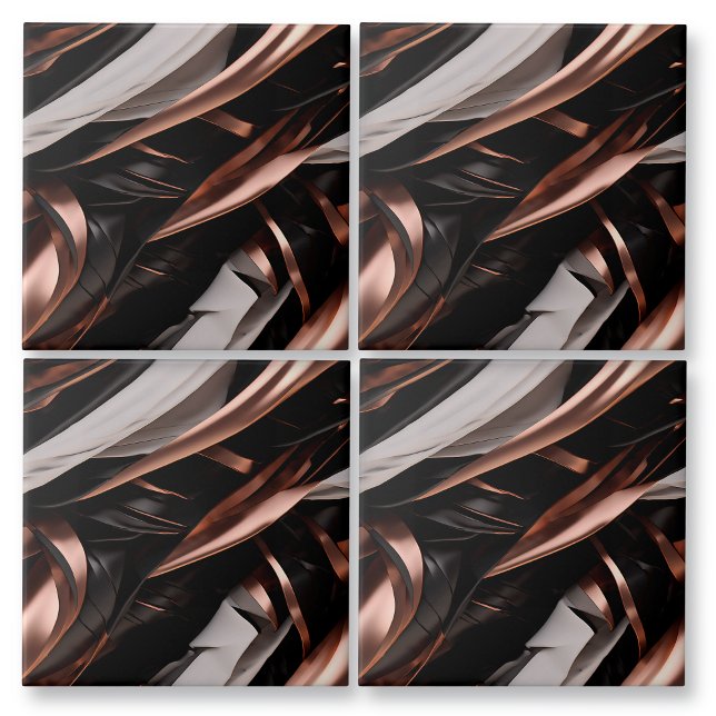 Cool Black, Silver and Copper Abstract 3D Effect Ceramic Tile (Creator Uploaded)