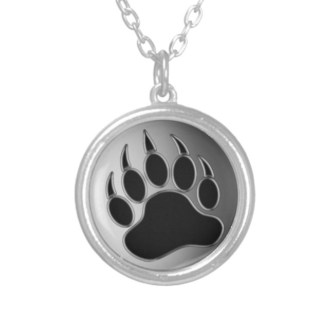 Cool Black Silver Paw Plated Necklace (Front)