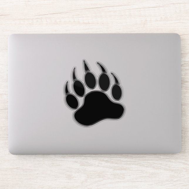 Cool Black Silver Paw Sticker (Computer)