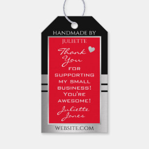 Cool Black Silver & Red Colors Packaging Thank You Gift Tags