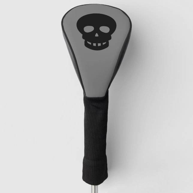Cool Black Skull Dark Gray Golf Head Cover (Front)