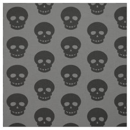 Cool Black Skulls Polka Dots Fabric