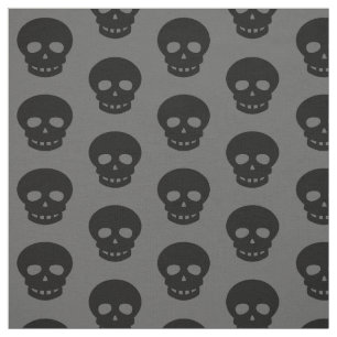 Cool Black Skulls Polka Dots Fabric