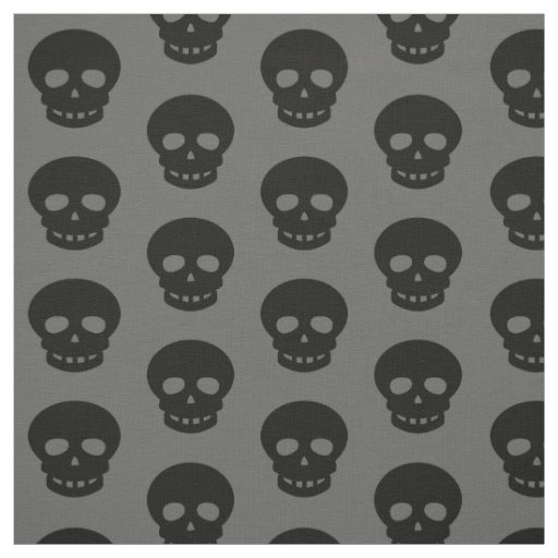 Cool Black Skulls Polka Dots Fabric