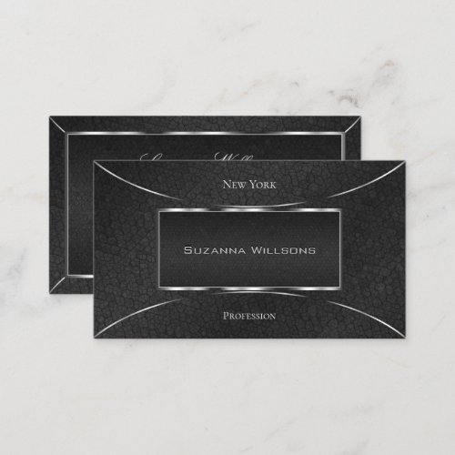Cool Black Snake Patterns with Silver Decor Flashy Business Card