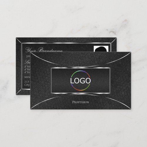 Cool Black Snake Silver Decor with Logo and Photo Business Card