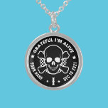 Cool Black Sober Anniversary Chip  Sterling Silver Necklace<br><div class="desc">A really cool way to wear your yearly sobriety medallion as a necklace! Customize the following details to fit your recovery journey: 1. Name 2. Recovery date 3. Length of recovery - you can put any amount of time that you want here! This 12-step necklace is a stylish accessory that...</div>