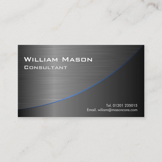 Cool Black Stainless Steel Curved, Business Card (Front)