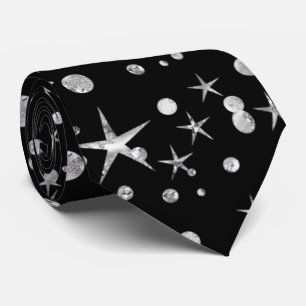 cool black star pattern  neck tie