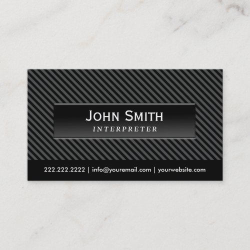 Cool Black Stripes Interpreter Business Card