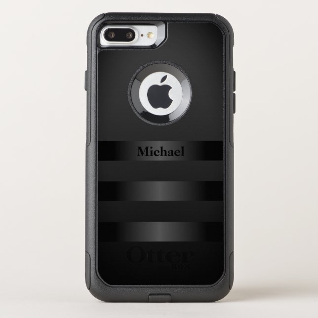 Cool Black Stripes Monogram Otterbox iPhone Case (Back)