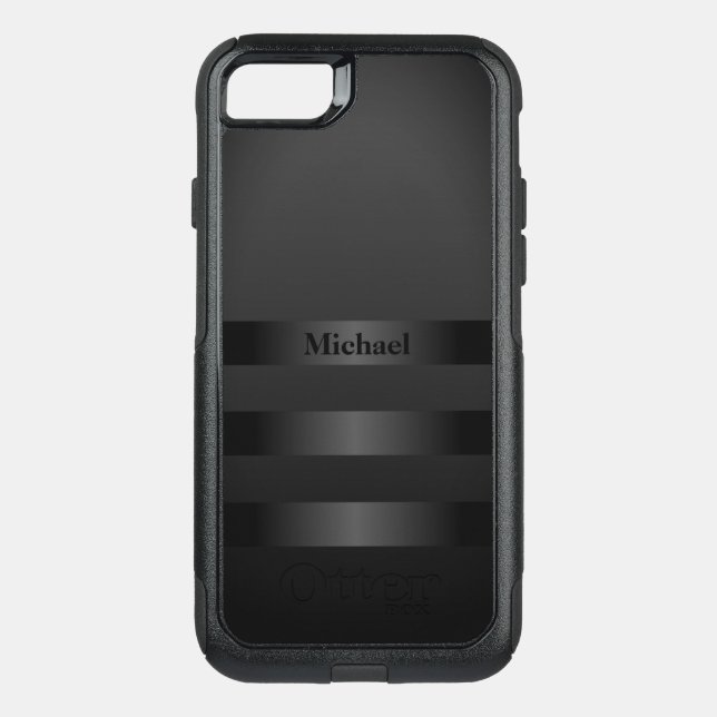 Cool Black Stripes Monogram Otterbox iPhone Case (Back)