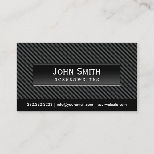 Cool Black Stripes Screenwriter Business Card