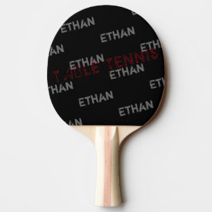 Cool black table_tennis with name pattern ping pong paddle