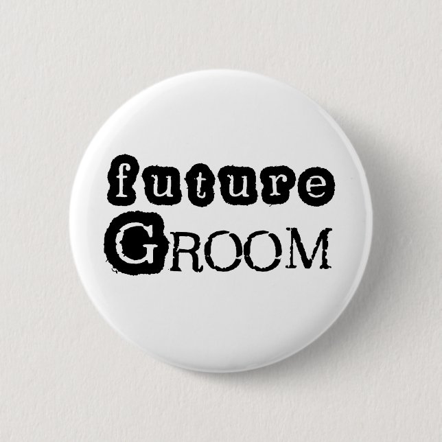 Cool Black Text Future Groom Button (Front)