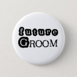 Cool Black Text Future Groom Button at Zazzle