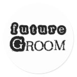 Cool Black Text Future Groom Classic Round Sticker