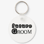 Cool Black Text Future Groom Keychain