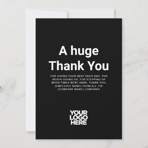 Cool Black Thank You Employee Appreciation Card