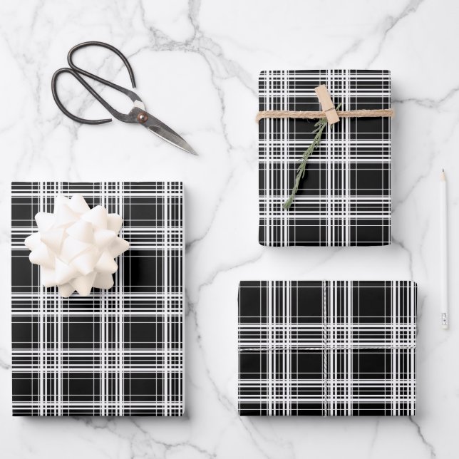 Cool black tiled plaid pattern Wrapping Paper  (Front)