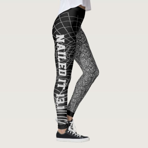 Cool Black  White Abstract Nailed It Leggings