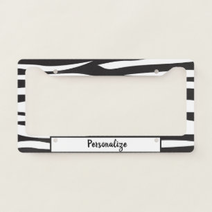 Cool Black White Abstract Pattern Personalized License Plate Frame