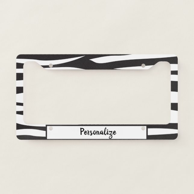 Cool Black White Abstract Pattern Personalized License Plate Frame (Front)