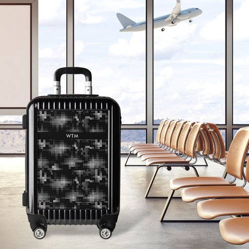 Cool Black White Abstract Personalized Text  Luggage