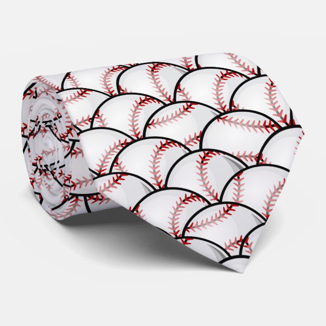cool black white Baseball sports lovers  Neck Tie (Rolled)