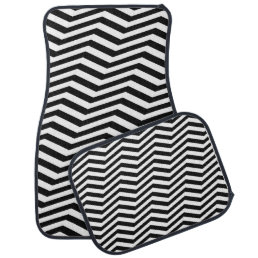 Cool Black White Chevron Zig Zag Stripes Unique Car Floor Mat