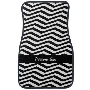 Cool Black White Chevron Zig Zag Stripes Unique Car Floor Mat