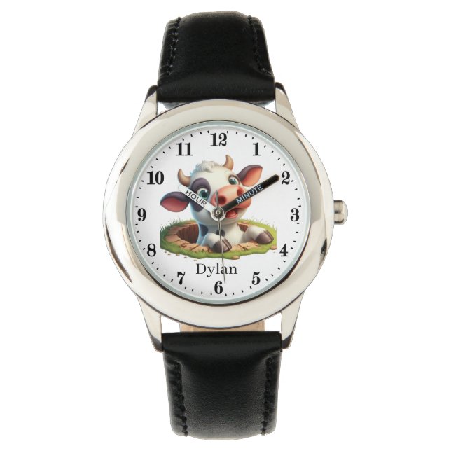 Cool black white cow lovers watch (Front)