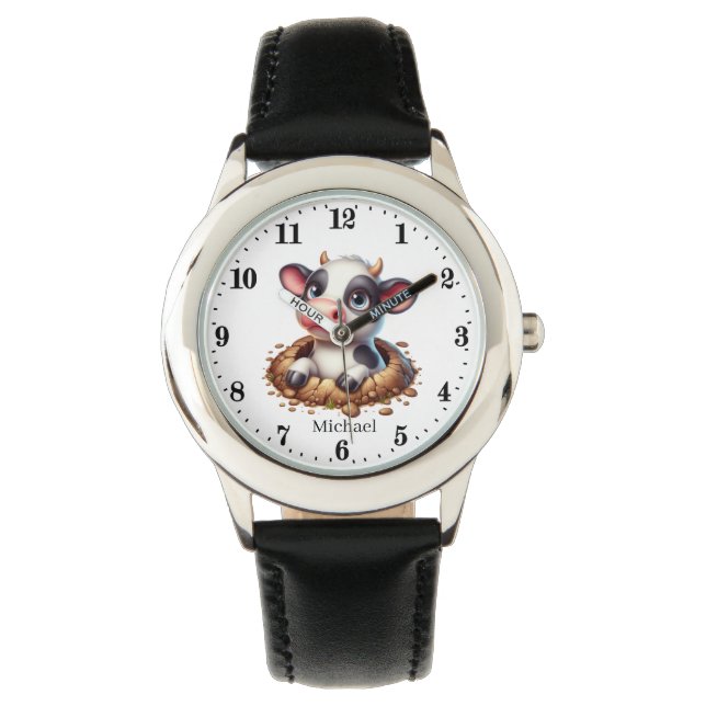 Cool black white cow lovers Watch (Front)