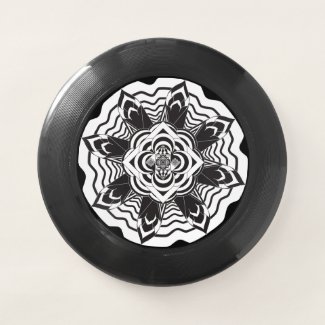 Cool Black White Floral Mandala Frisbee