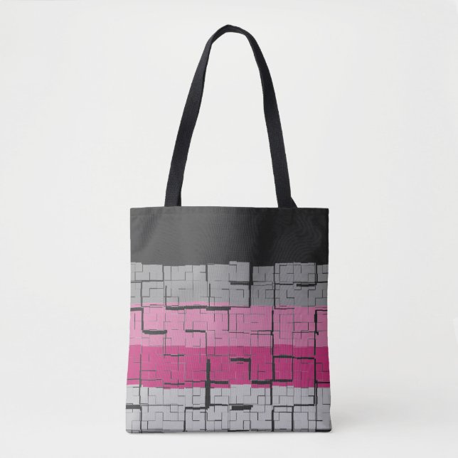 Cool Black White Gray Magenta Pink Pattern Tote Bag (Front)