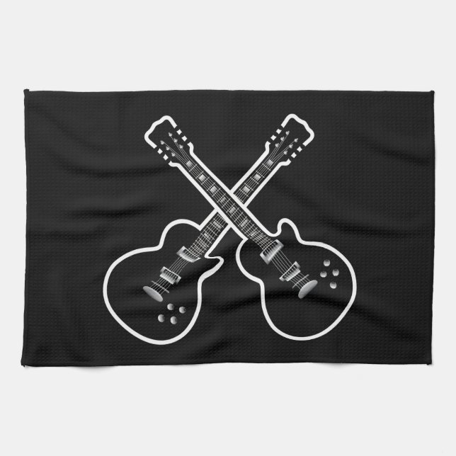 Cool Black & White Guitars Towel (Horizontal)