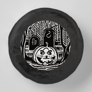 Cool Black White Halloween Pumpkin Cemetery Art Dipped Oreo Cookie Favors