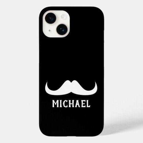 Cool Black White Handlebar moustache Custom name Case_Mate iPhone 14 Case