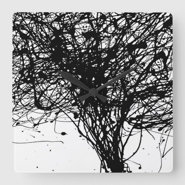 Cool Black white ink wall clock (Front)