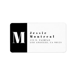 Cool Black & White Modern Return Address Label