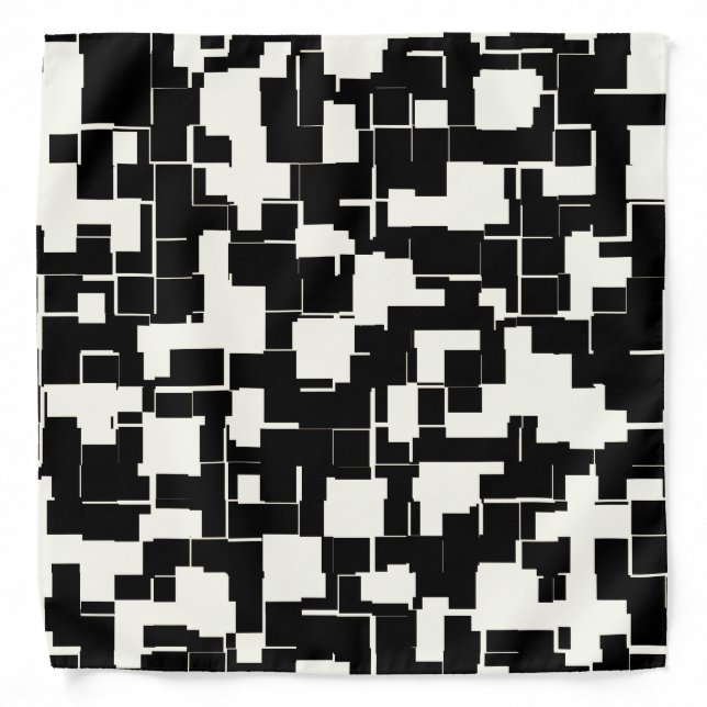 Cool Black White Modern Stylish Pattern Bandana (Front)