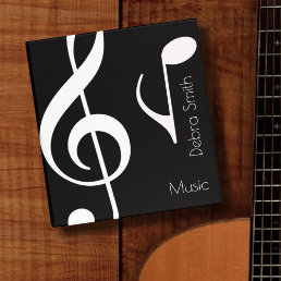 Cool Black / White Music (musical notes) Binder