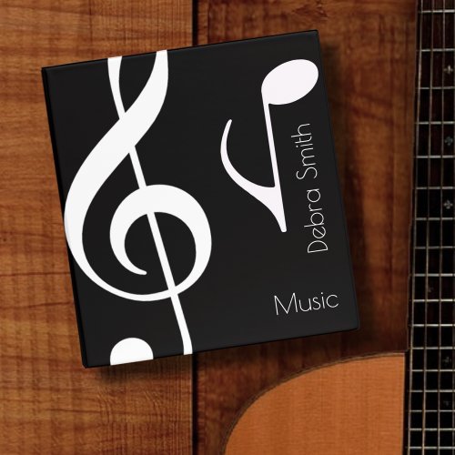 Cool Black  White Music musical notes Binder